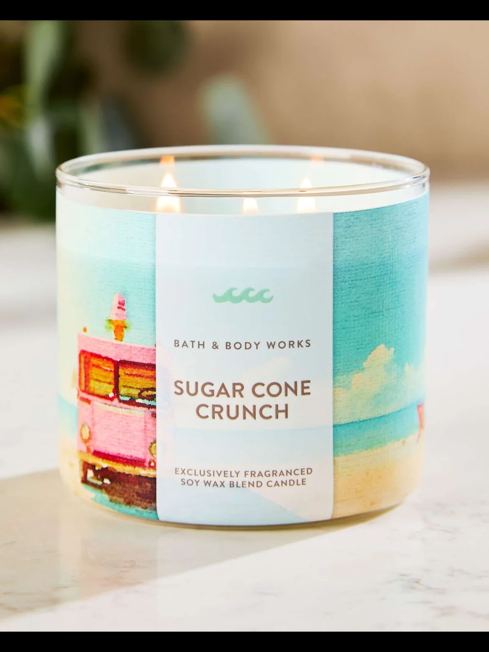 Bath & Body Works Sugar Cone Crunch 3-Wick Candle - Coastal Blue